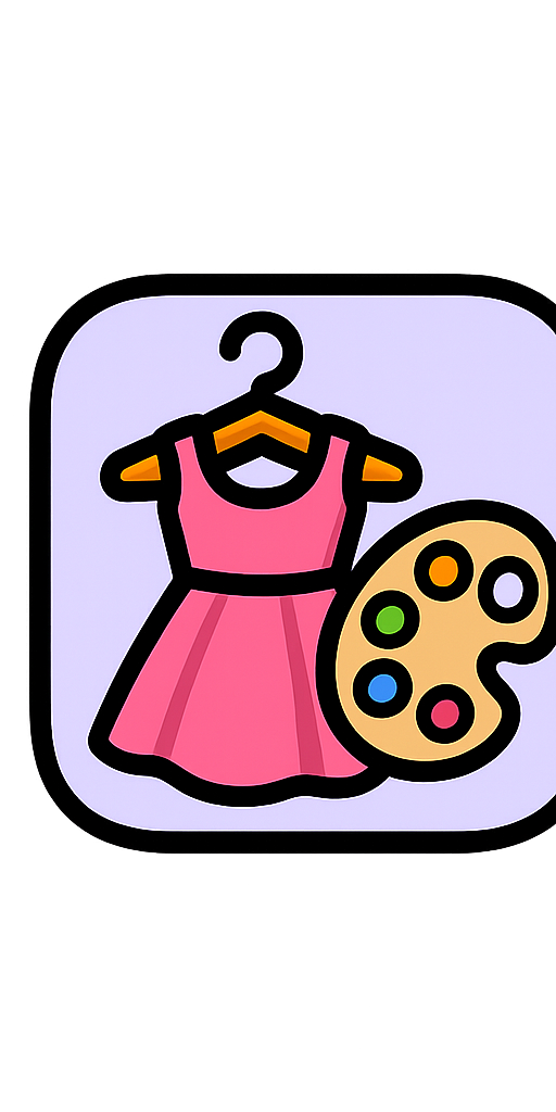 Dress with paint palette icon